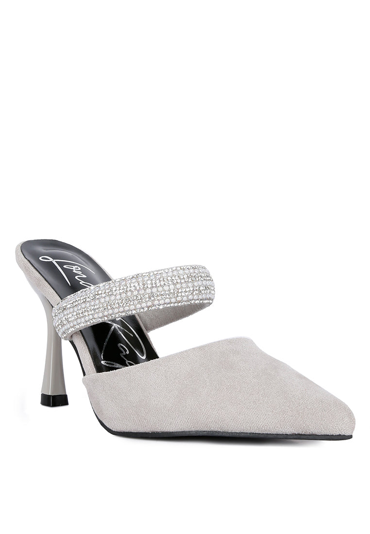 fauci diamante strap heeled mules