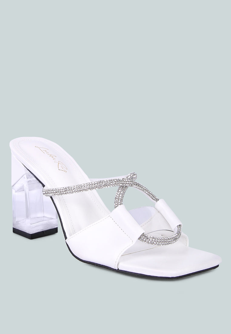 fineapple rhinestone embellished clear sandals