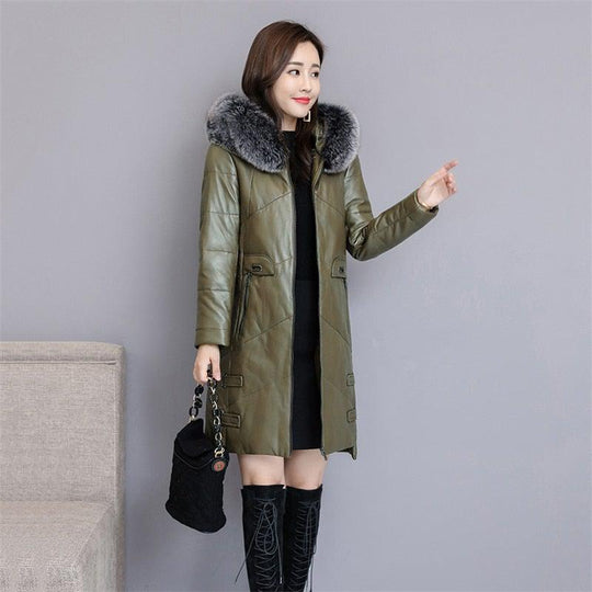 Graeme Womens Leather Down Jacket Parka-4