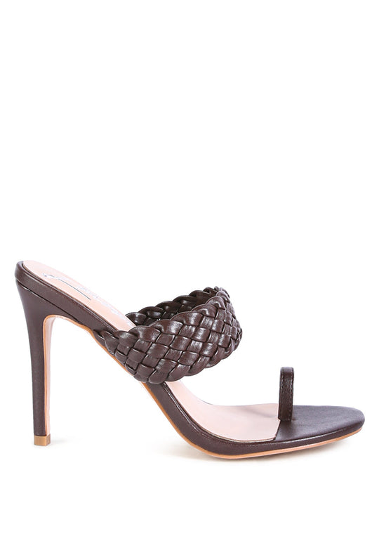 high perks woven strap high heels