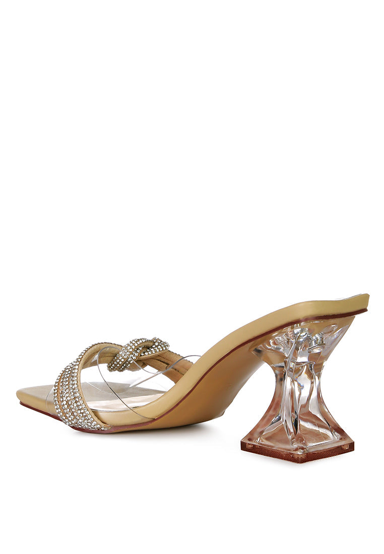 hiorda rhinestone knotted spool heel sandals