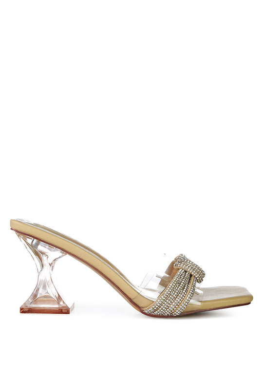 hiorda rhinestone knotted spool heel sandals