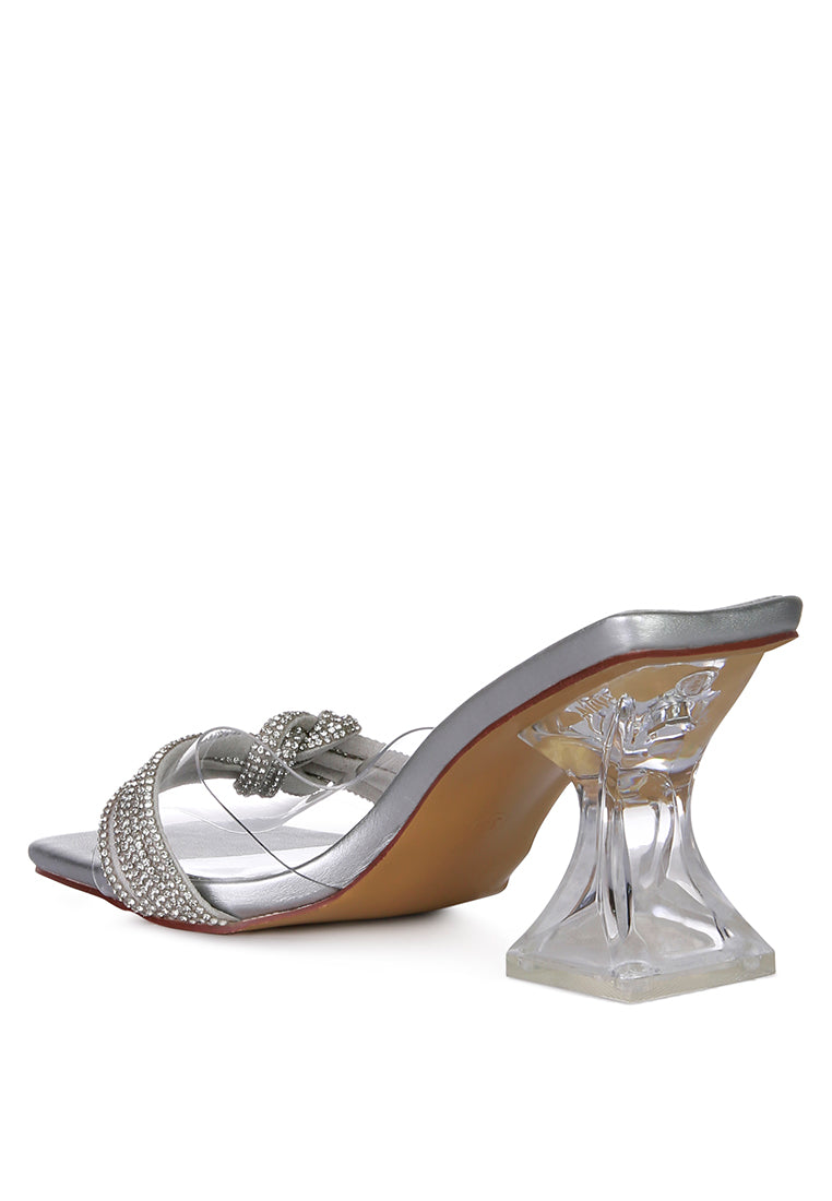 hiorda rhinestone knotted spool heel sandals