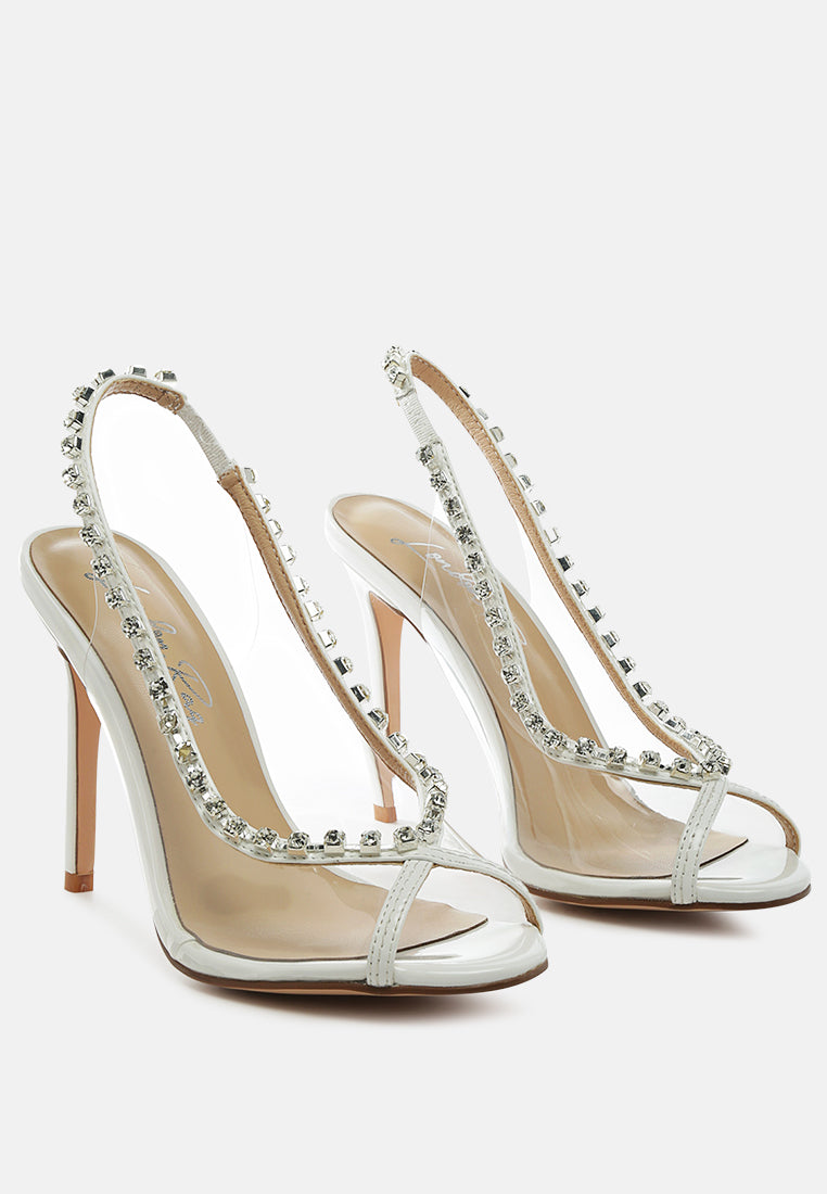 Camarine Clear Diamante Slingback High Heeled Sandals-1