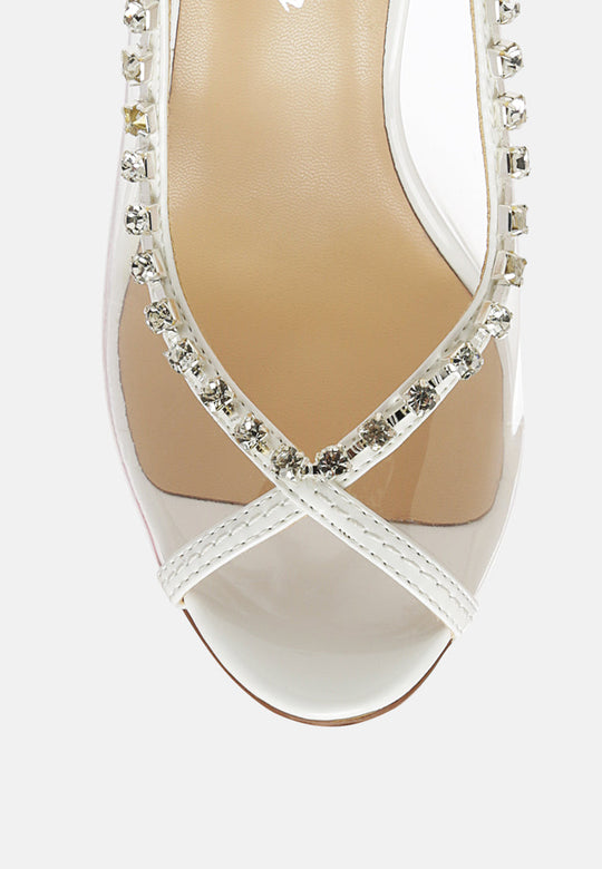 Camarine Clear Diamante Slingback High Heeled Sandals-3