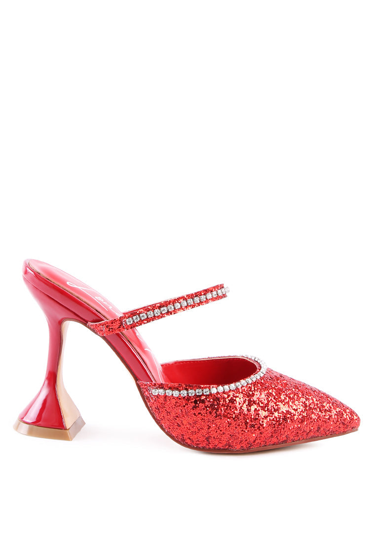 Iris Glitter Diamante Spool Heeled Sandals