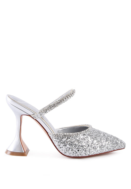 Iris Glitter Diamante Spool Heeled Sandals