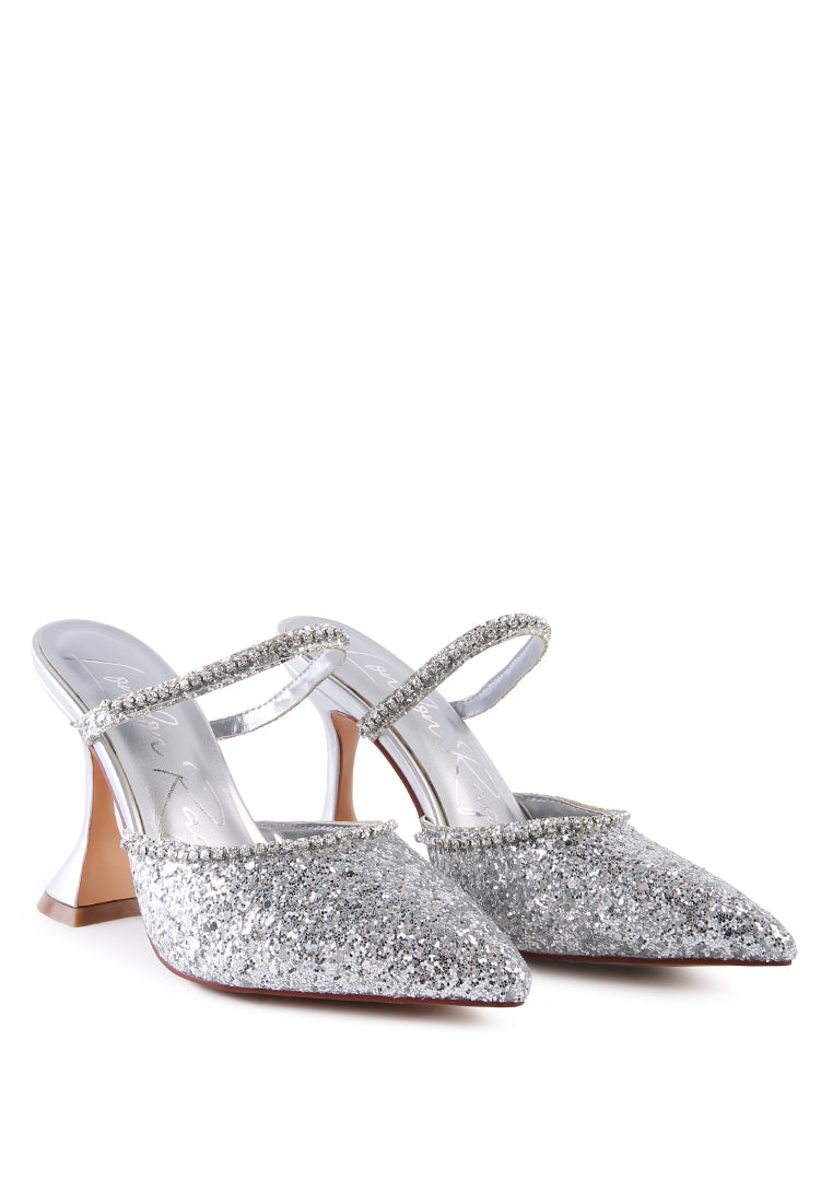 Iris Glitter Diamante Spool Heeled Sandals