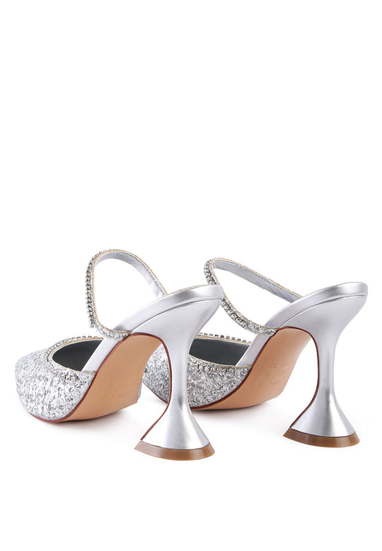 Iris Glitter Diamante Spool Heeled Sandals