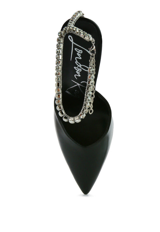 joyce diamante embellished stiletto mule sandals