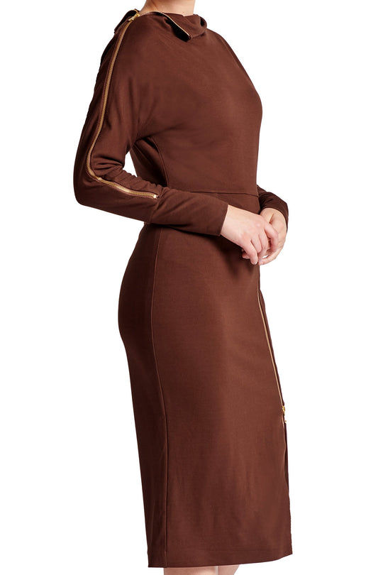 Josefa Asymmetric Dress -  Long sleeve convertible midi dress with