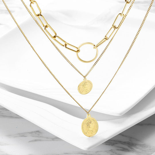 Triple Layered Coin Necklace