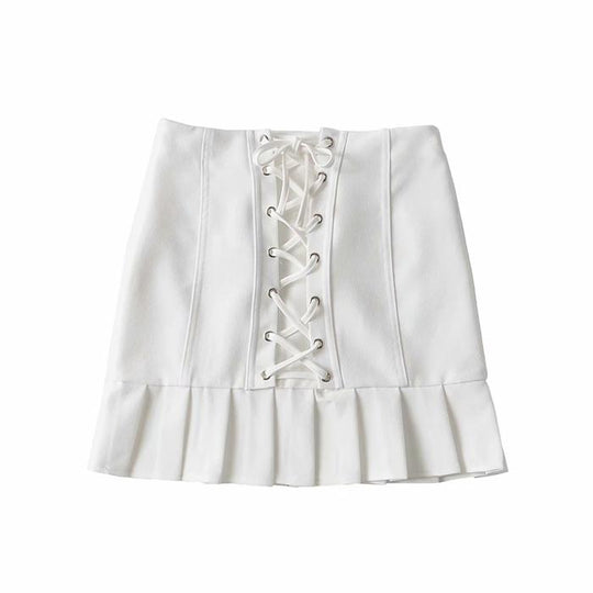 High Waist Lace-up Short Mini Skirt