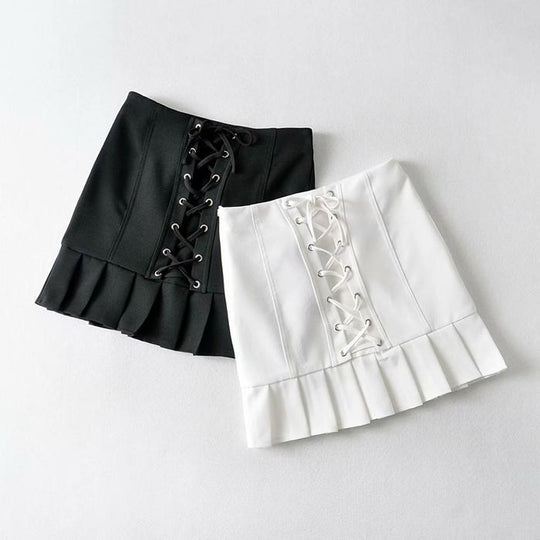 High Waist Lace-up Short Mini Skirt