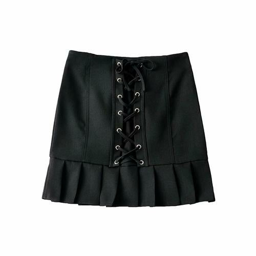 High Waist Lace-up Short Mini Skirt