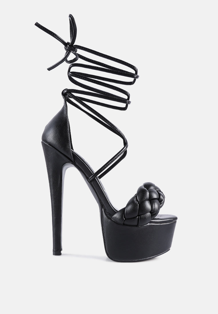 Twerk Tie-Up Braided High Platform Sandals-0