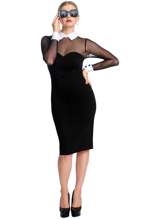 *PRE-ORDER* WILL SHIP BY 11/10 | Tuxedo Illusion Dress - Black & white