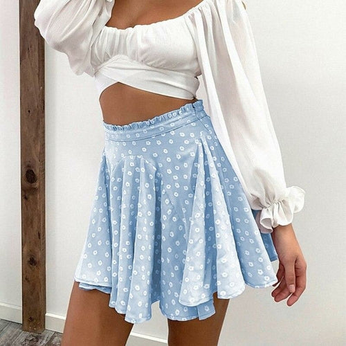 Summer High Waist A Line Floral Print Skirt