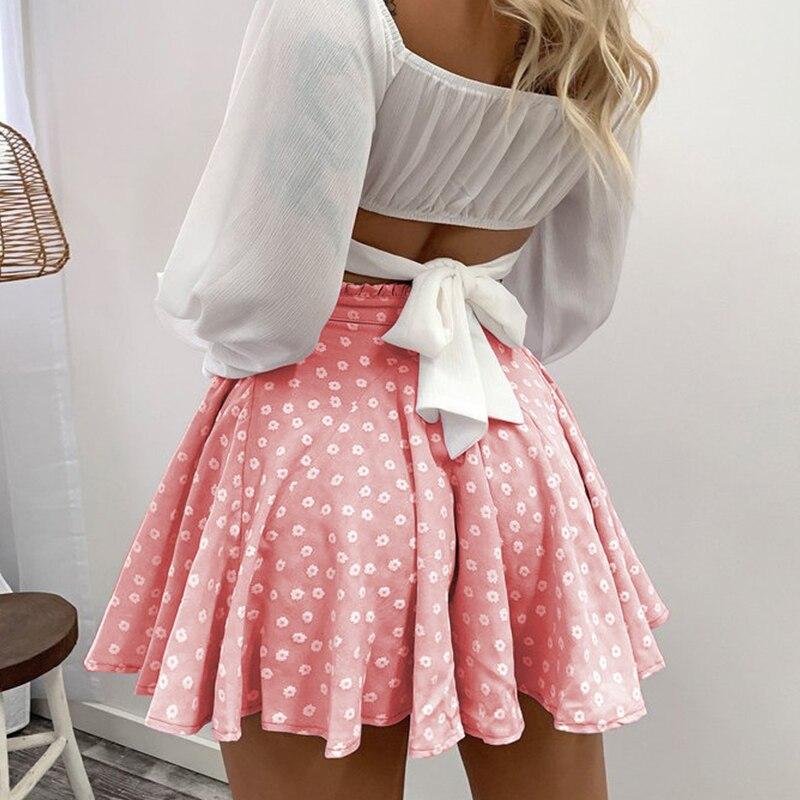 Summer High Waist A Line Floral Print Skirt