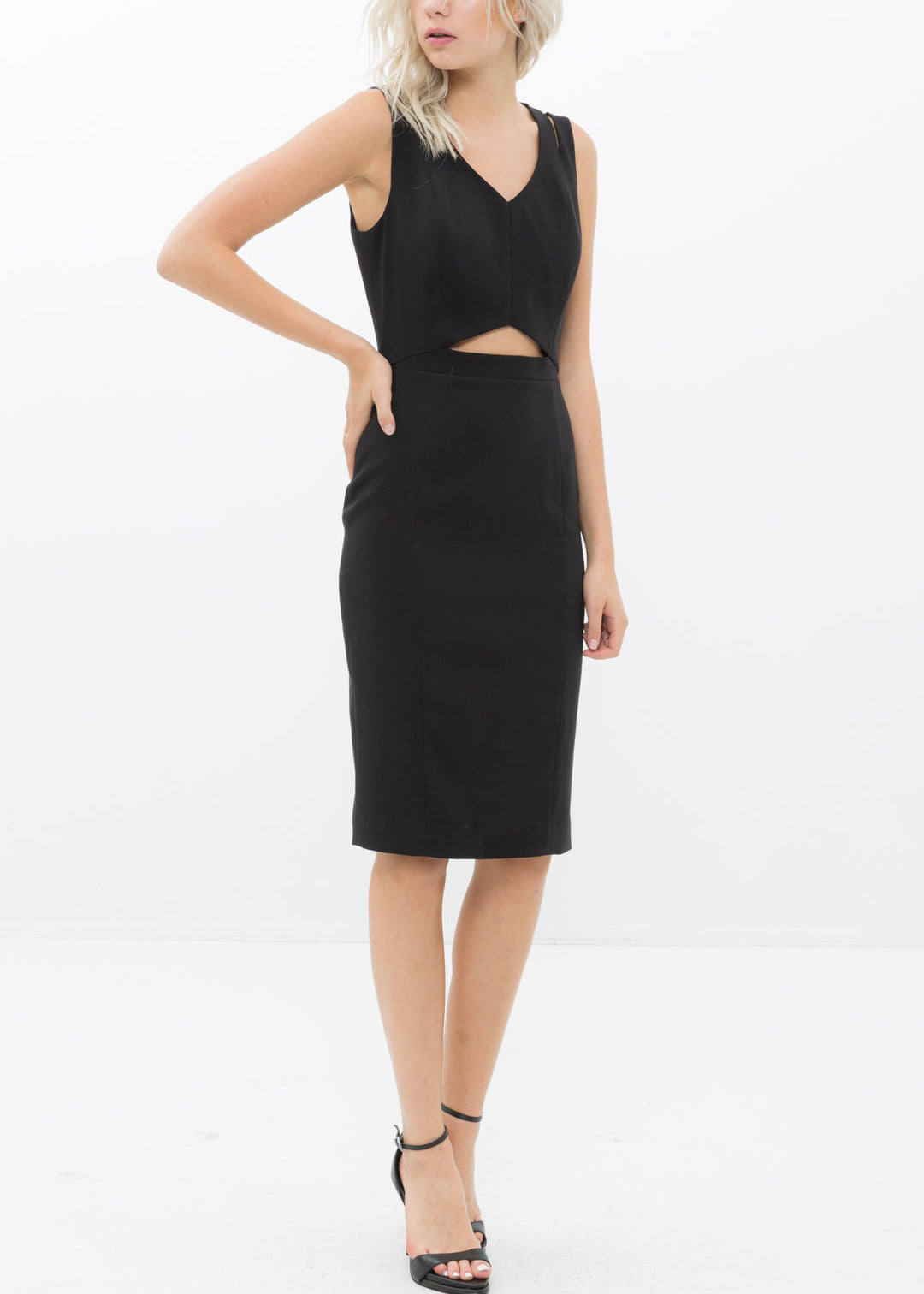 Women's Set Impression Keyhole Front Midi Dress In Black