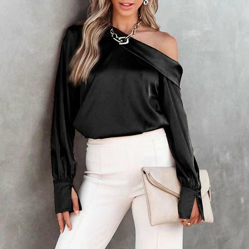 Sexy Off Shoulder Satin Blouse Pullover