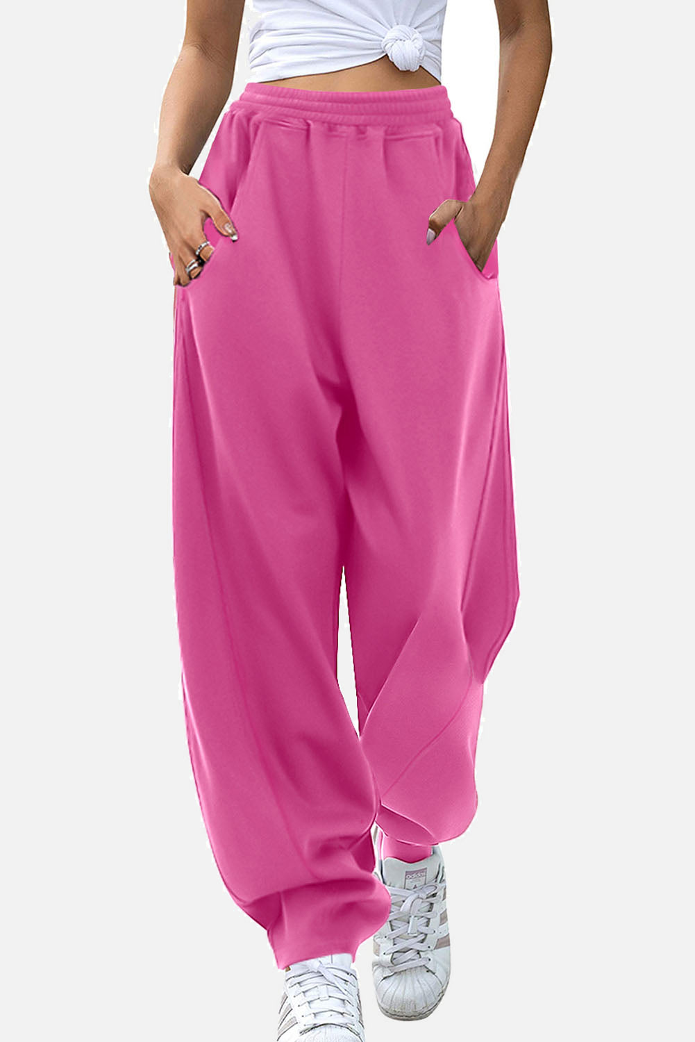 Elastic Waist Sweatpants with Pockets