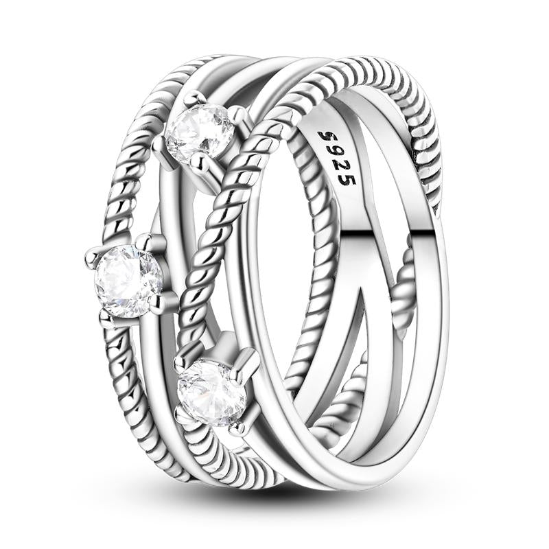 MULA Contemporary Geometric Rings Collection - 925 Silver with Bold Geometric Designs for Women, Perfect for Everyday Wear