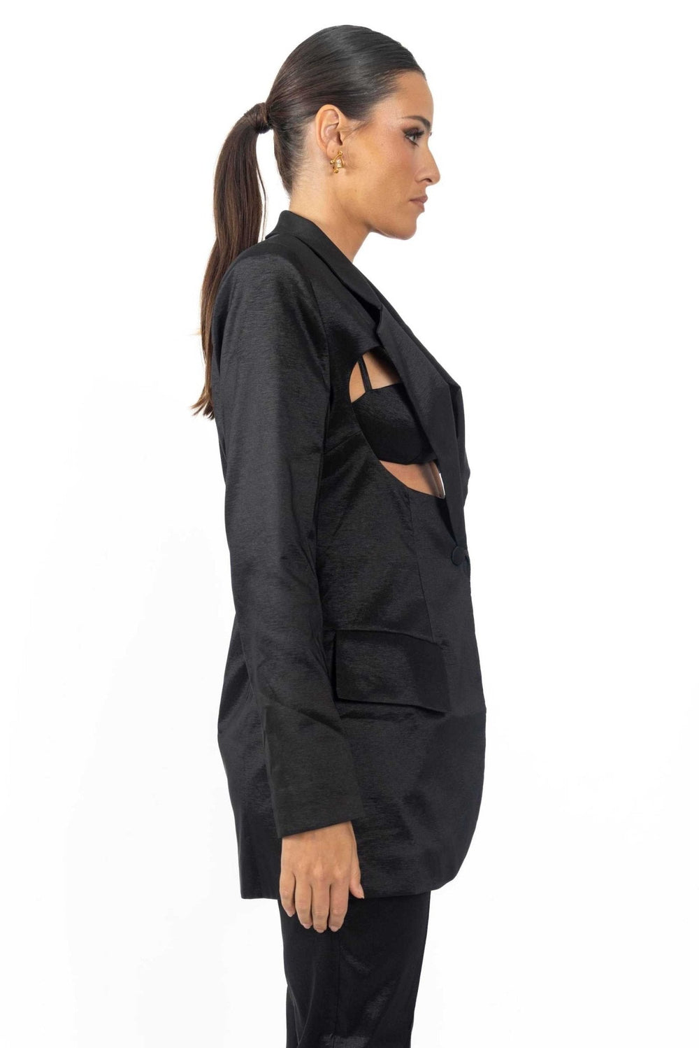 Meghan Cutout Black Women's Blazer