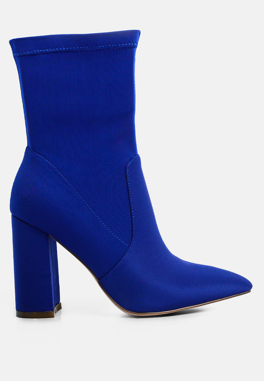 Ankle Lycra Block Heeled Boots-5