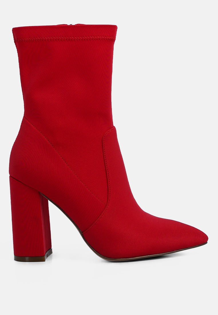 Ankle Lycra Block Heeled Boots-0