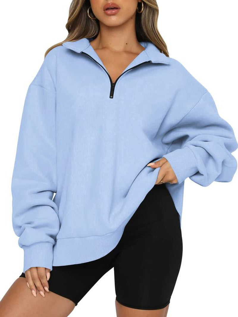 BTFBM Women'S Y2K Quarter Zip Sweatshirt 2024 Oversized Casual Long Sleeve Workout Pullover