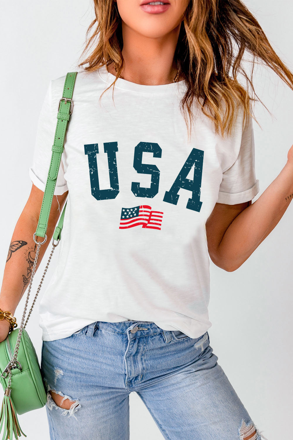 usa round neck short sleeve