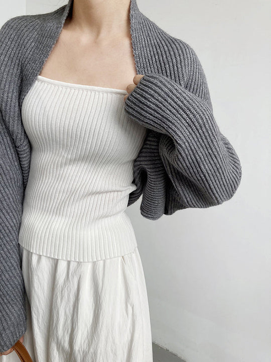 Touka Knitted Shrug Scarf - Gray