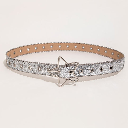 PU Leather Star Shape Buckle Belt