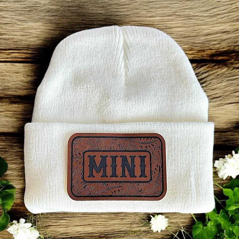 Mama/Mini Beanie Leather Patch Hat