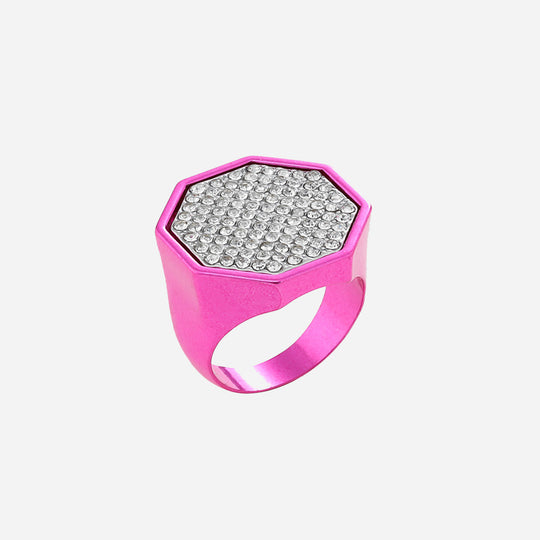 Geometric Glass Stone Alloy Ring