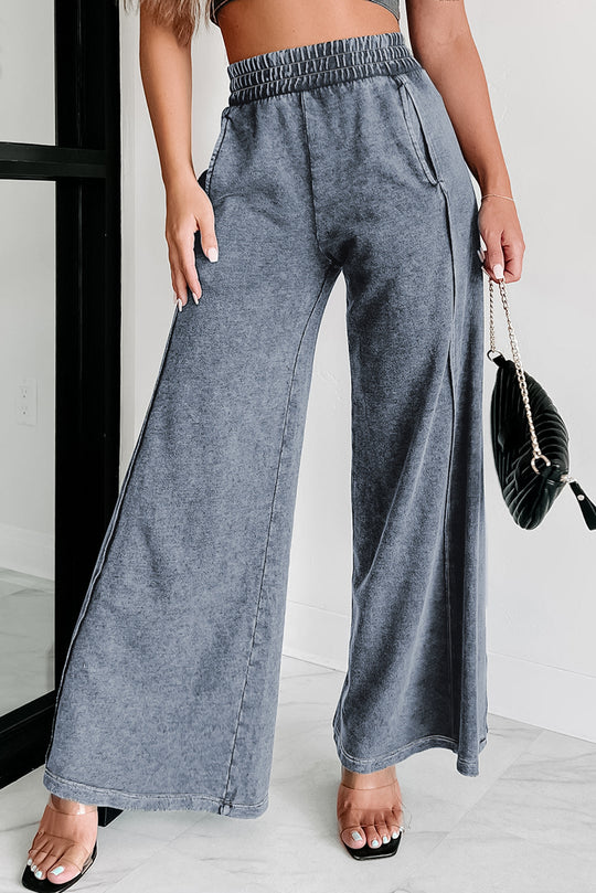 Mineral Wash Smocked Waist Wide Leg Pants