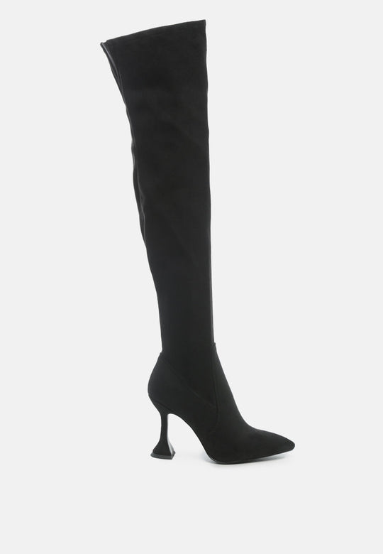 Brandy Faux Suede Over The Knee High Heeled Boots-5