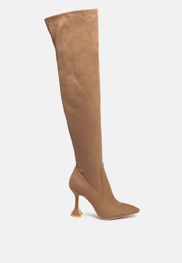 Brandy Faux Suede Over The Knee High Heeled Boots-0