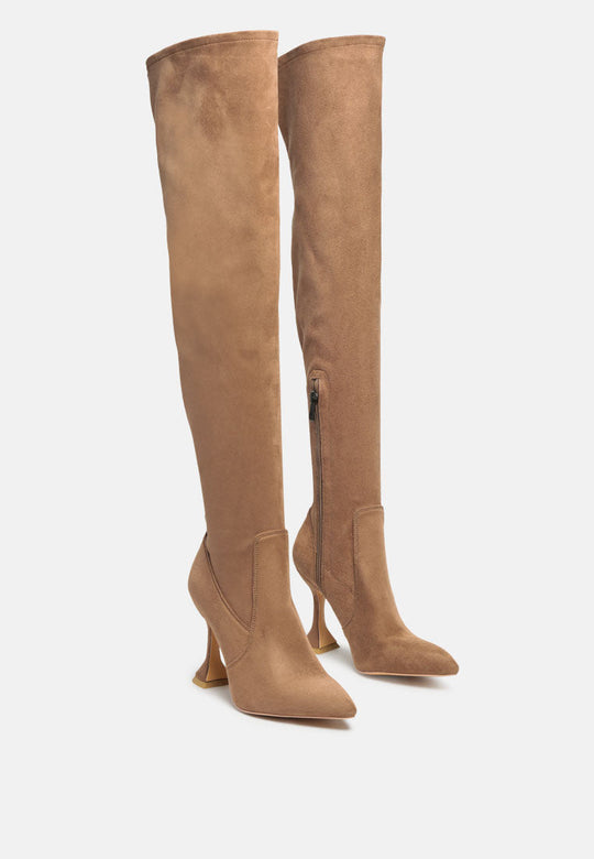 Brandy Faux Suede Over The Knee High Heeled Boots-1