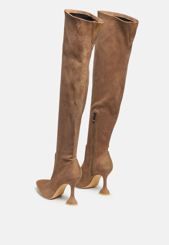 Brandy Faux Suede Over The Knee High Heeled Boots-2