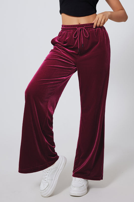 Drawstring Wide Leg Active Pants