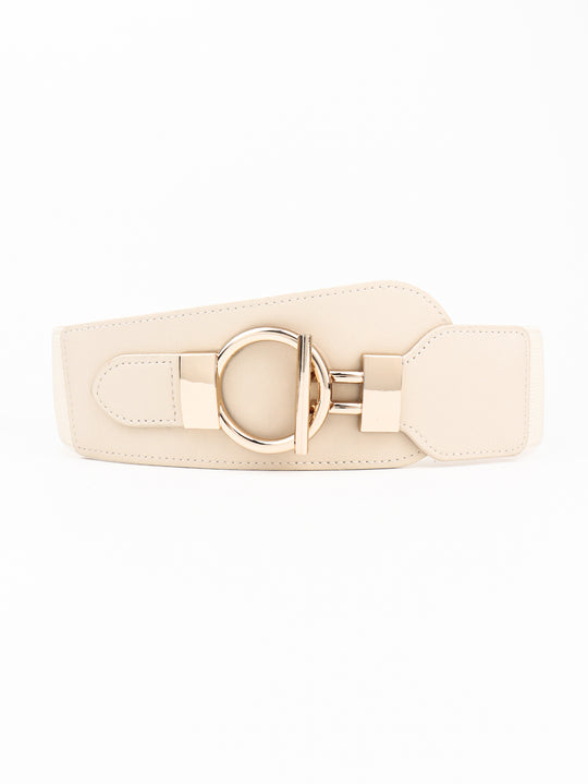 PU Elastic Wide Belt with Alloy Buckle