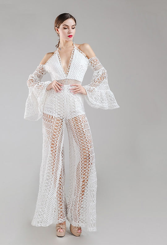 White Crochet Jumpsuit