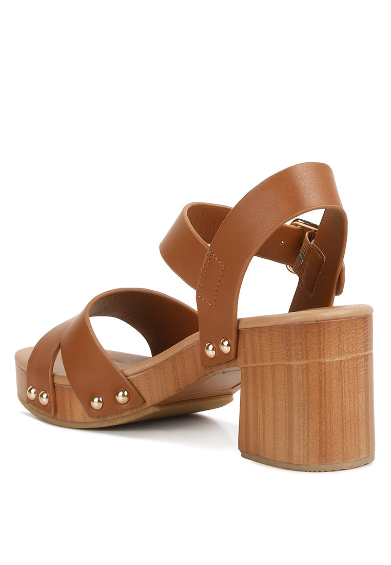 campbell faux leather textured block heel sandals