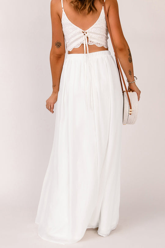 Elastic Waistband Split Maxi Skirt