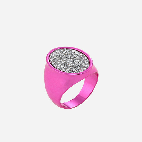 Geometric Glass Stone Alloy Ring