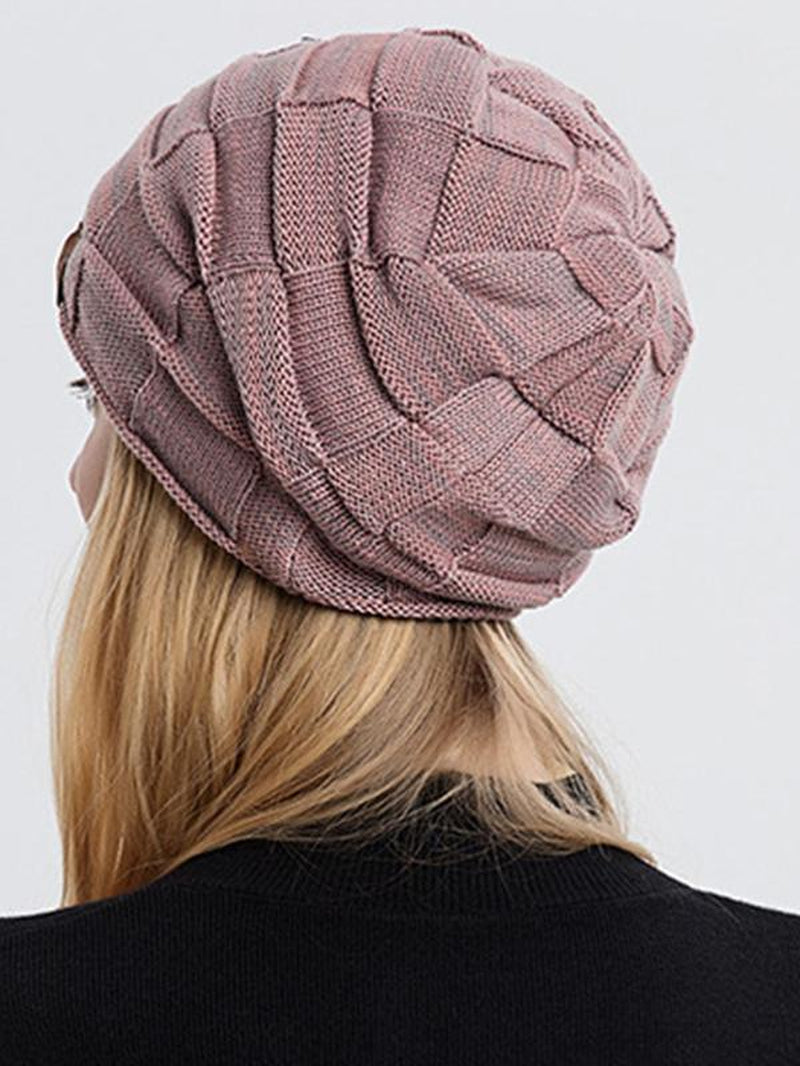 Women'S Solid Color Braided Beanie Hat, Casual Warm Thickened Knit Hat for Fall & Winter, Fashion Accessories for Women & Girls