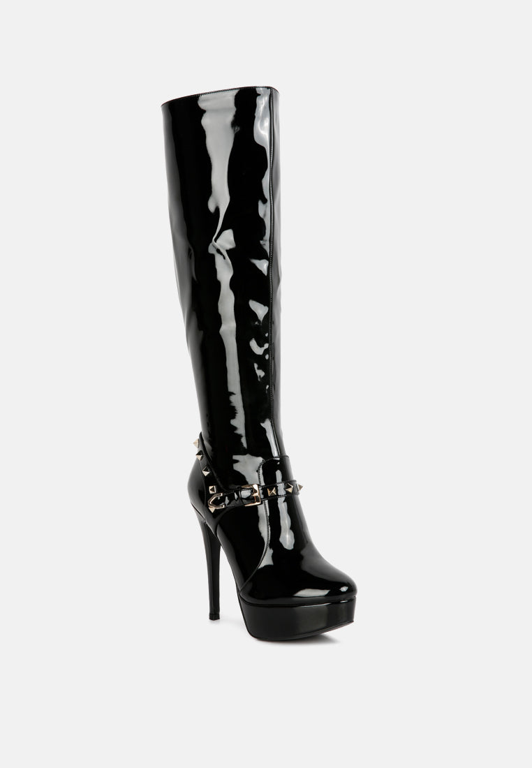 Daphne Stiletto Heeled Mid Calf Boots-2