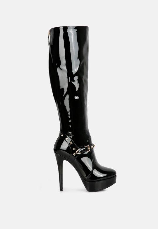 Daphne Stiletto Heeled Mid Calf Boots-0